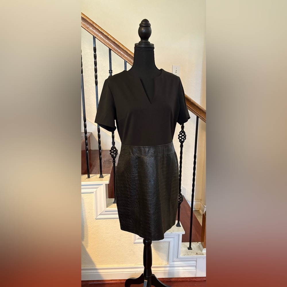 Black Faux Croc-Embossed Dress